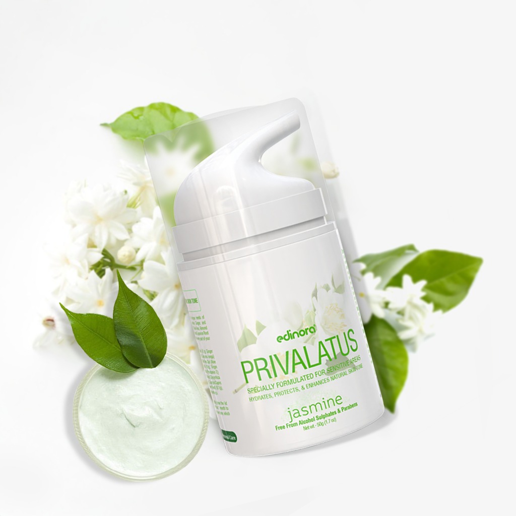 Edinora Privalatus Natural Private areas Skin Whitening Cream | Underarm Brightening Cream | with Vitamin E, Niacinamide, Shea Butter | Jasmine | 50g