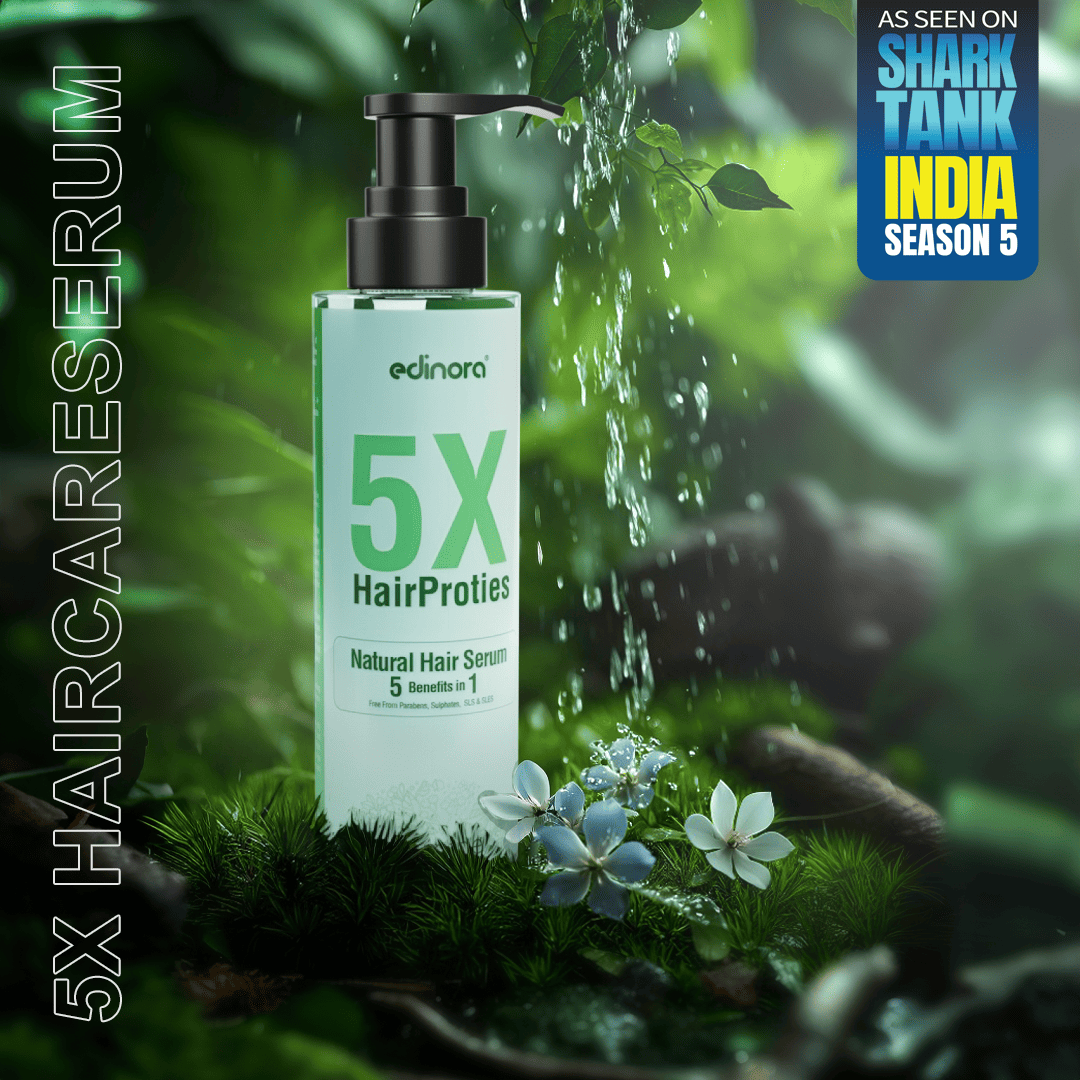 Edinora 5X Hair Proties Natural Serum | Jasmine | 5 Benefits in 1 | Helps reduce hair fall, thinning, dandruff, promote growth (200ml)