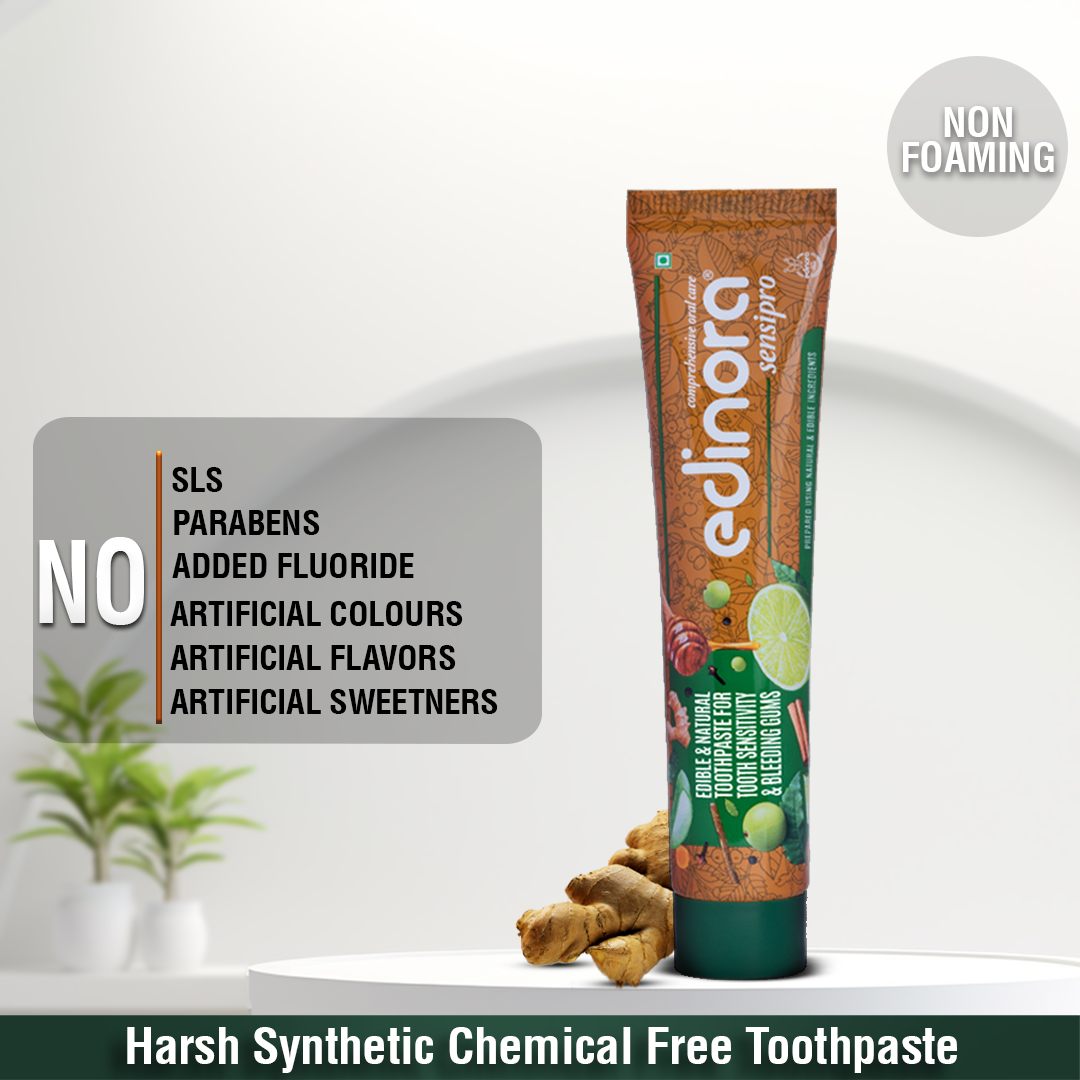 Edinora Sensipro ayurvedic toothpaste | For sensitivity, bad breath & bleeding gums | Oral microbiome friendly | No SLS, Parabens |45g