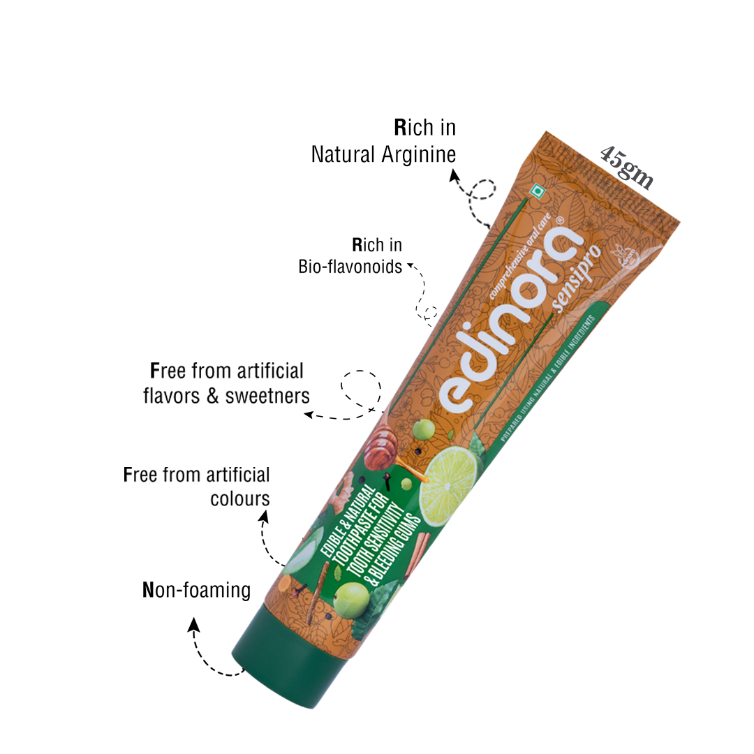 Edinora Sensipro ayurvedic toothpaste | For sensitivity, bad breath & bleeding gums | Oral microbiome friendly | No SLS, Parabens |45g