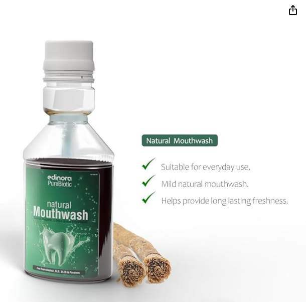 Edinora Ayurvedic Mouthwash - Prebiotic - Free from alcohol - Free from harsh chemicals - 200ml