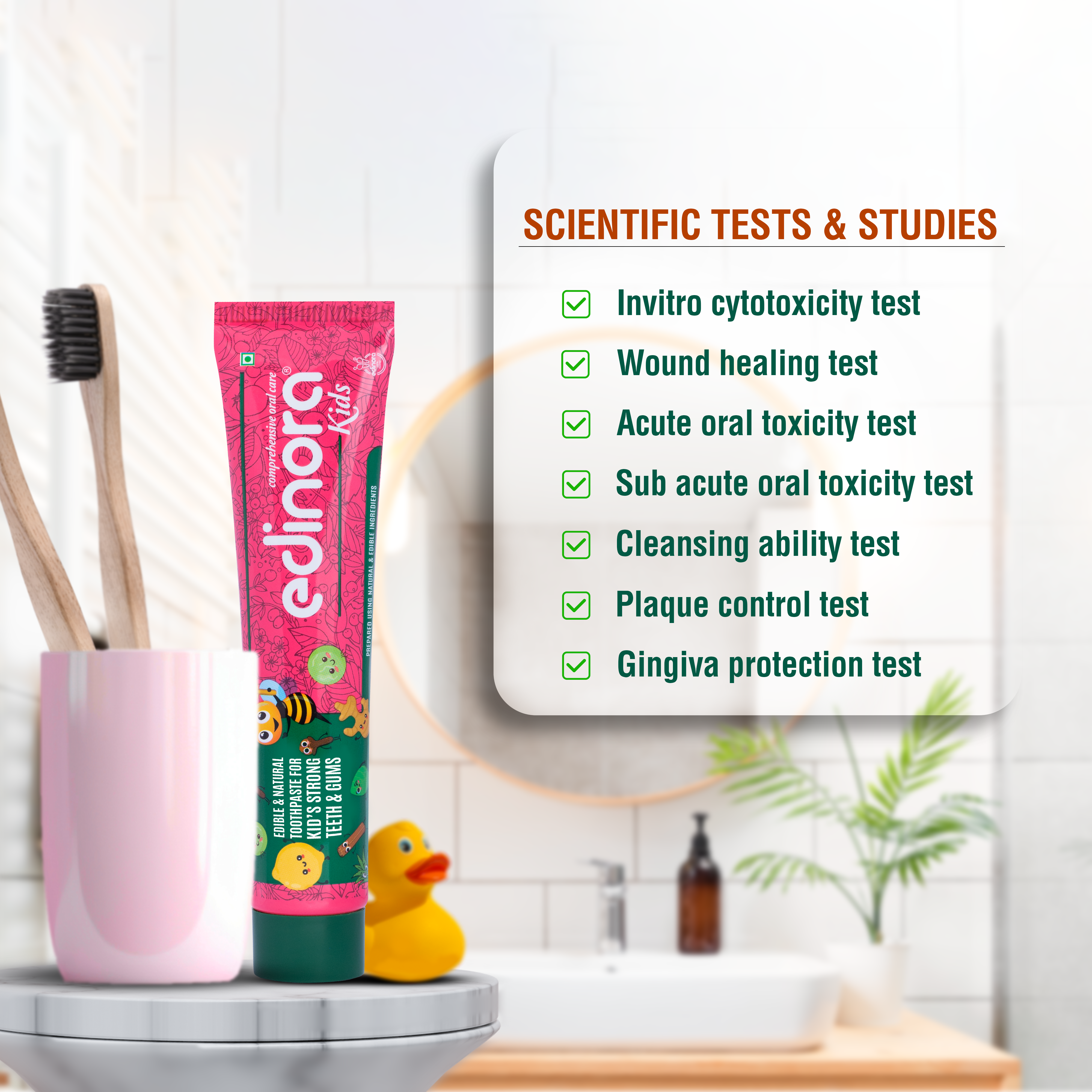 EDINORA KIDS TOOTHPASTE without SLS, Parabens, Harsh chemicals | Edible grade and safe if accidentally swallowed | 90g