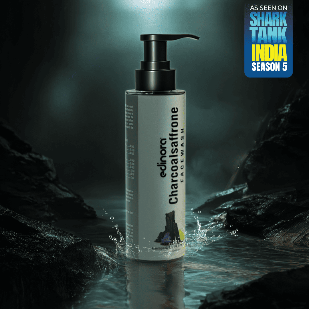 Edinora Charcoal Saffron facewash | Safe Ingredients | No SLS, parabens | For Deep Skin Cleansing, Fights Acne, Pimple | 100ml