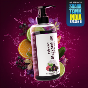 Edinora Black Orchid Shower Gel with Lavender, Wild Rose | Skin-Friendly pH | Helps reduce Dryness | No SLS, Parabens | Long-Lasting Fragrance (300ml)
